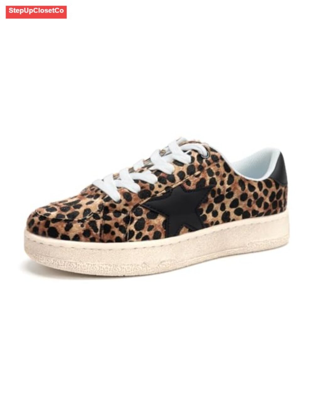 Women Star Platform Sneakers Low Top Cushioned Lace Up Casual Party Shoes